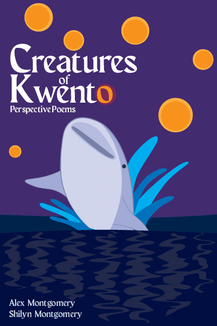 Cover of the eBook 'Creatures of Kwento: Perspective Poems' featuring an illustration of a whale shark coming out of the water, with a stylized background.
